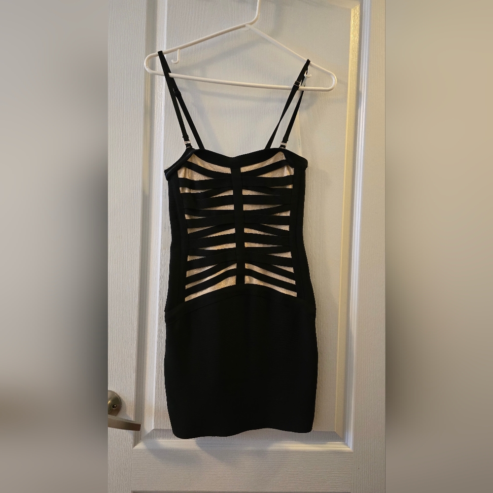 Marciano Black and Cream Strappy Backless Dress